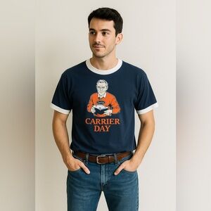 Vintage Coach Carrier Dome New York Navy Blue Ringer T Shirt Sz L Syracuse